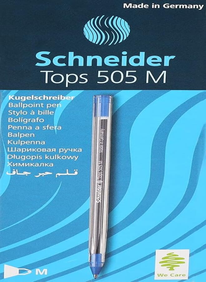 Schneider Tops 505 Ballpoint Pens, Medium Blue - 10 Pieces